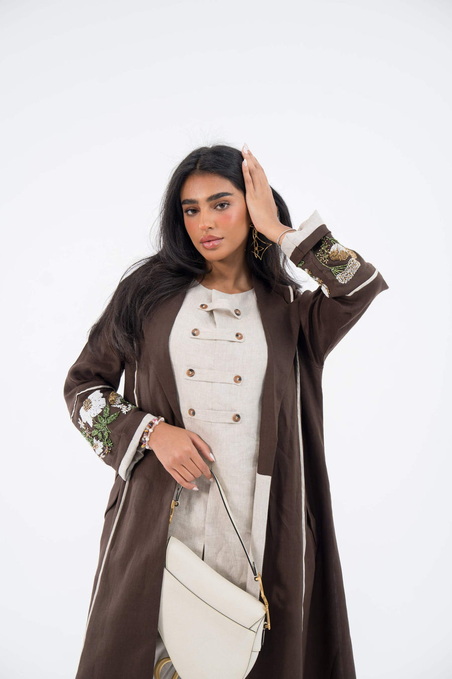 Floral Drift Linen Abaya