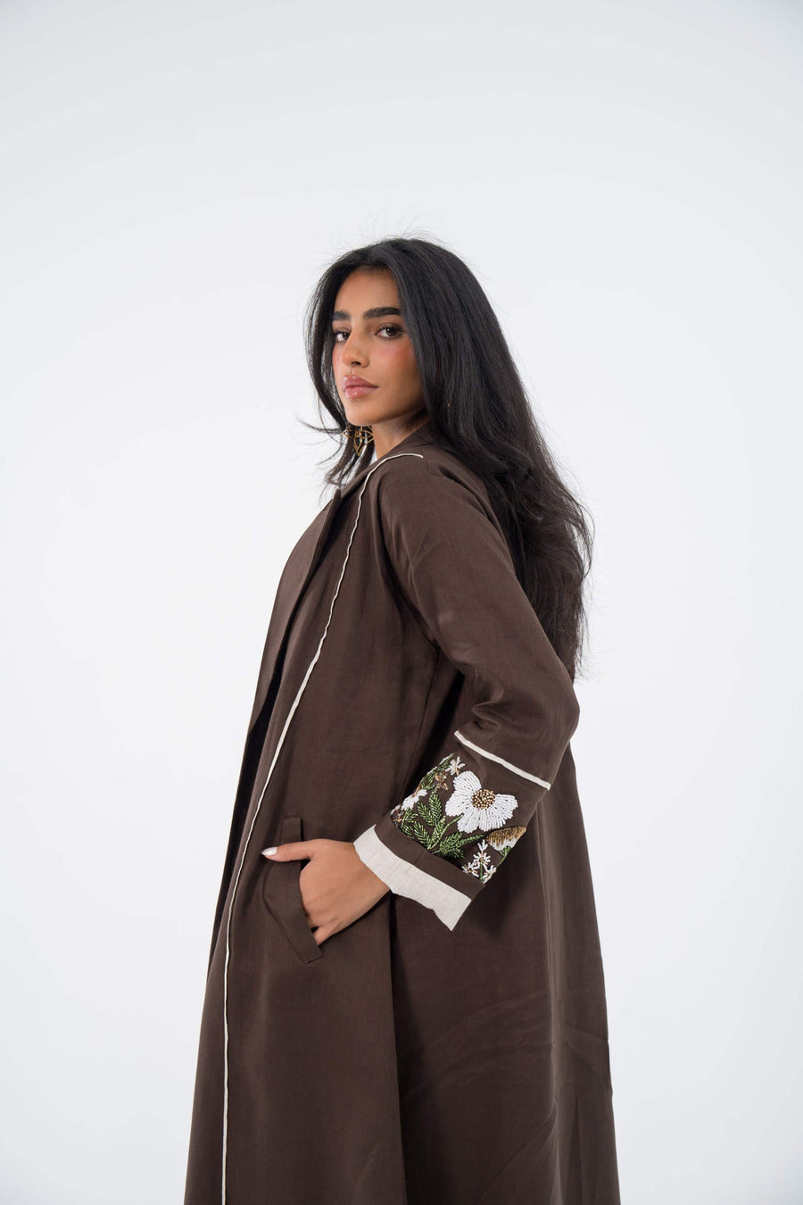 Floral Drift Linen Abaya