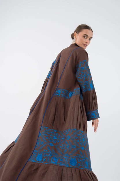 Blue Bloom Linen Abaya