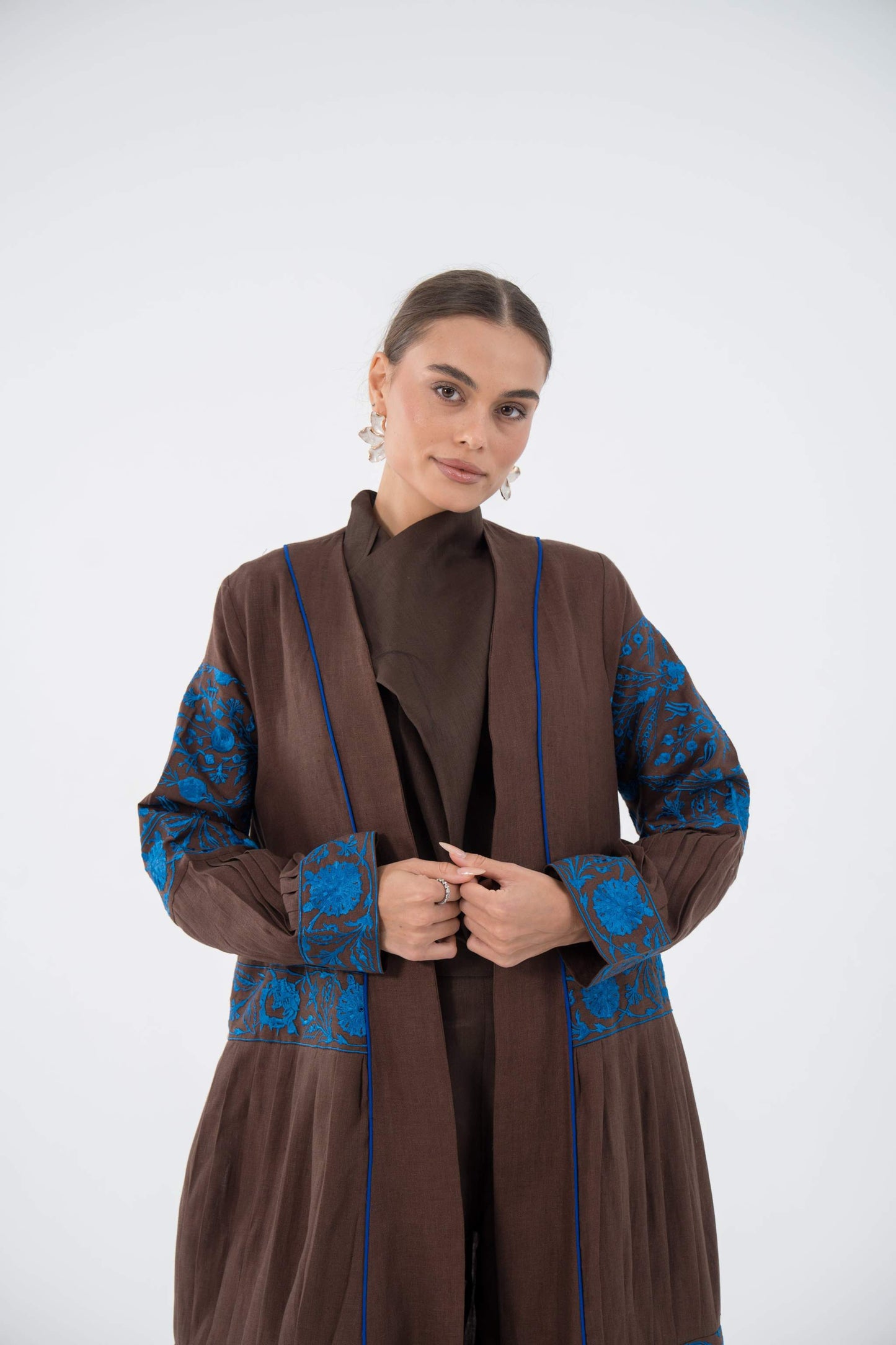 Blue Bloom Linen Abaya