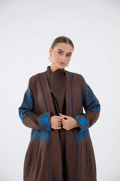 Blue Bloom Linen Abaya