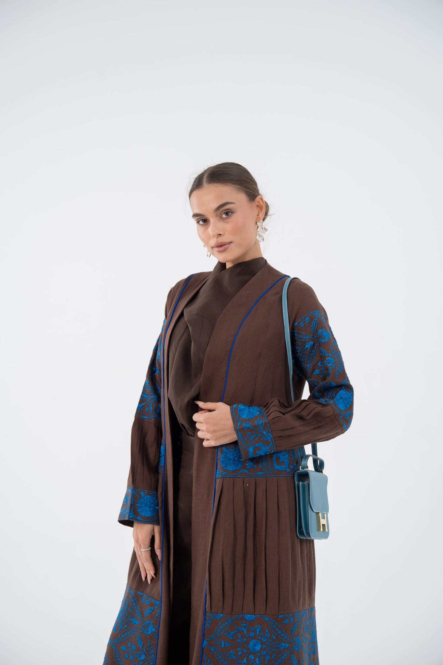 Blue Bloom Linen Abaya
