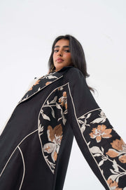 Floral Edge Linen Abaya
