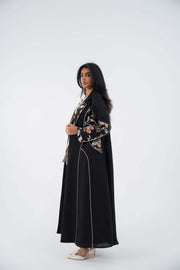 Floral Edge Linen Abaya