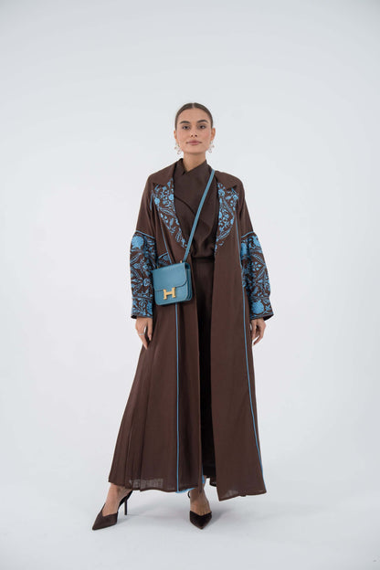 Azure Vine Linen Abaya