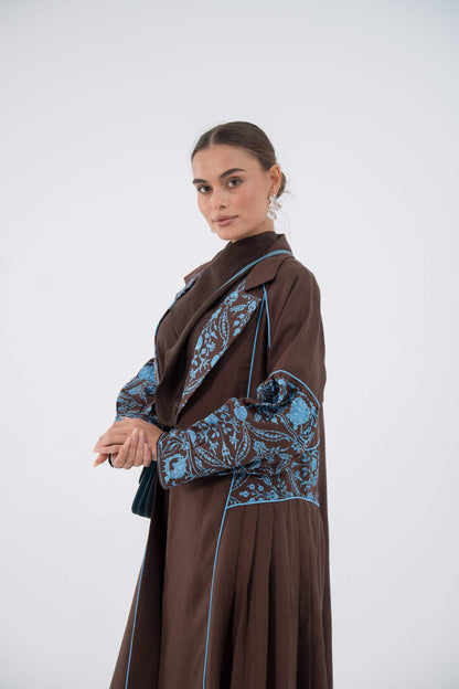 Azure Vine Linen Abaya
