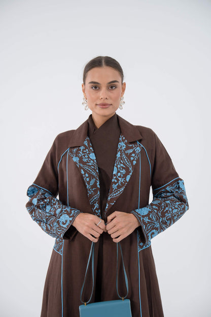 Azure Vine Linen Abaya