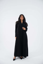 Black Coal Blazer Crepe Abaya with embroidery and relaxed fit 854