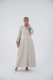 عباءة بليزر من الكتان المصنوعة يدوياً