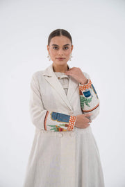 عباءة بليزر من الكتان المصنوعة يدوياً