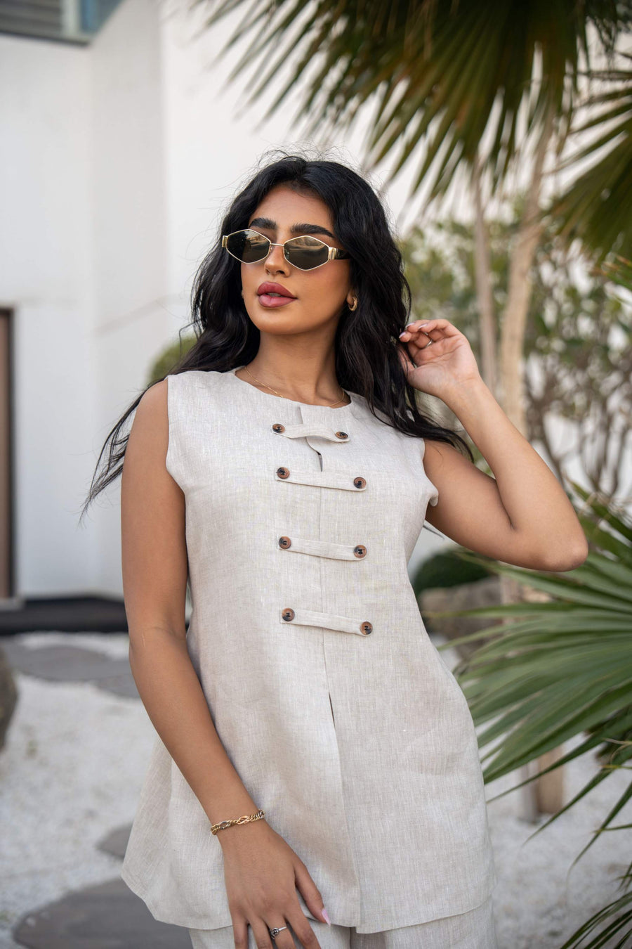 Vest Linen Beige Modern