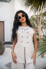 Vest Linen Beige Modern