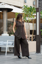 Crepe Brown Pant