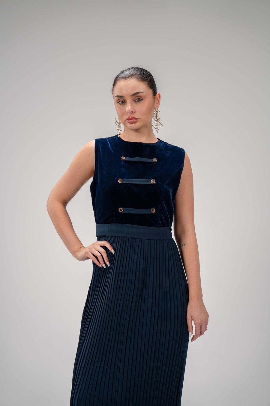 Refined Navy Blue Dress