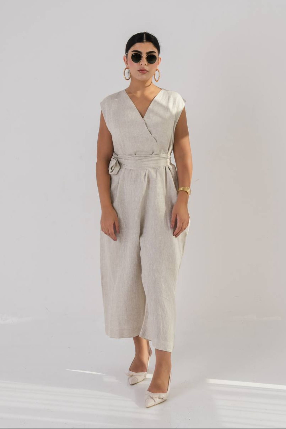 Beige Linen Jumpsuit