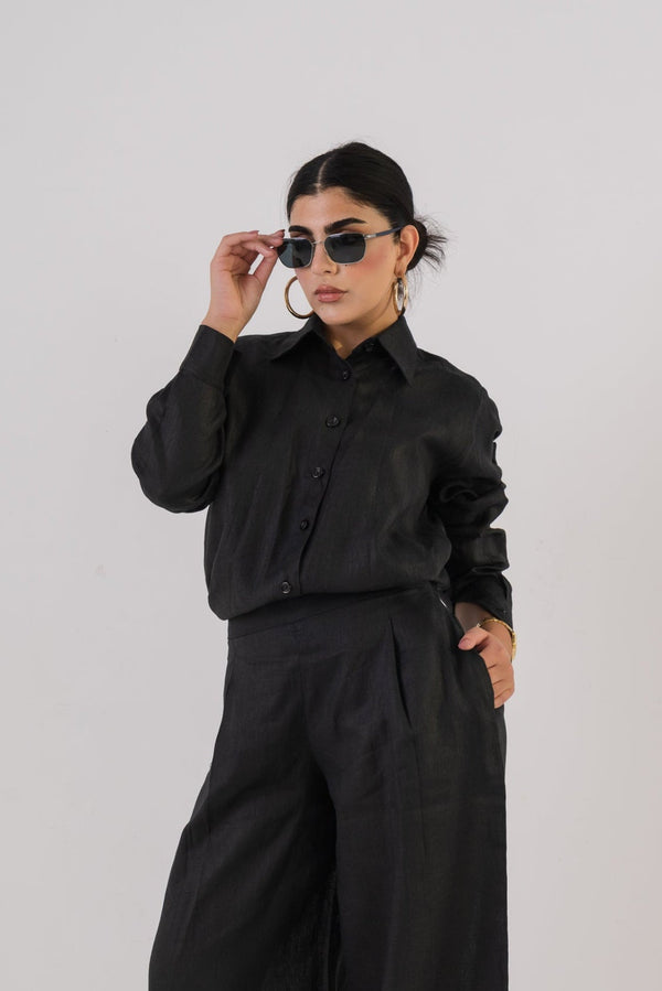 Black Linen Blouse