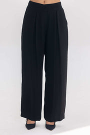 Black crepe wide-leg pants from the inner muse collection