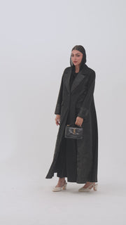 Shade - Black jacquard blazer abaya