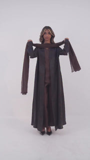 Date-Elegant jacquard silk abaya